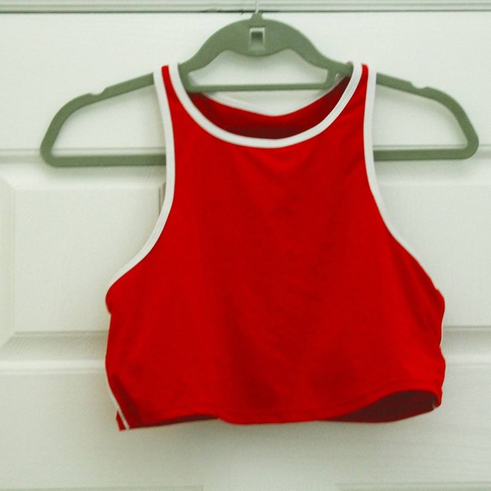 Fabletics Red and White Moorea Sports Bra